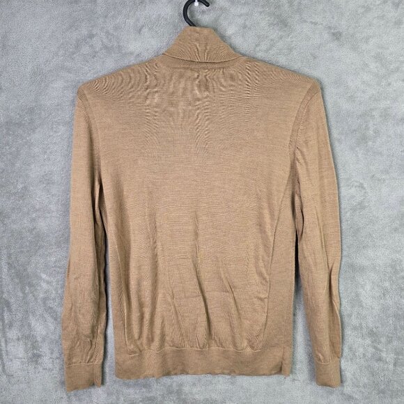 Mens Express Tan 100% Merino Wool Turtleneck Sweater Long Sleeve Size XL - Picture 4 of 7